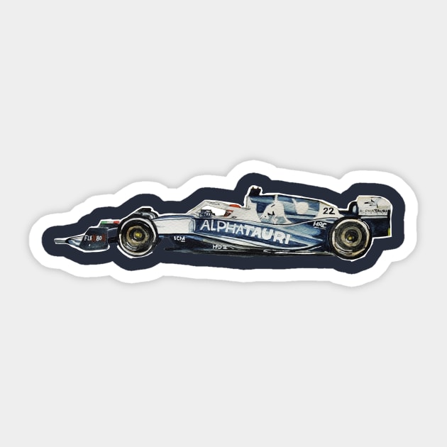 Racing Car in watercolours pattern illustration, Formula 1 watercolours Sticker by Ala Lopatniov